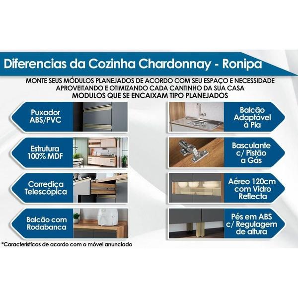 Imagem de Cozinha Ronipa Chardonnay 2 Peças c/ Vidro Amendoa/Off White