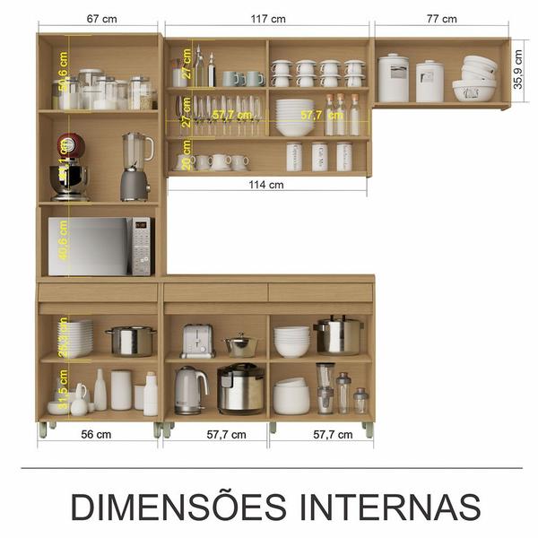 Imagem de Cozinha Simone Mendes 270Cm 4 Peças 9 Portas 3 Gavetas Nesher