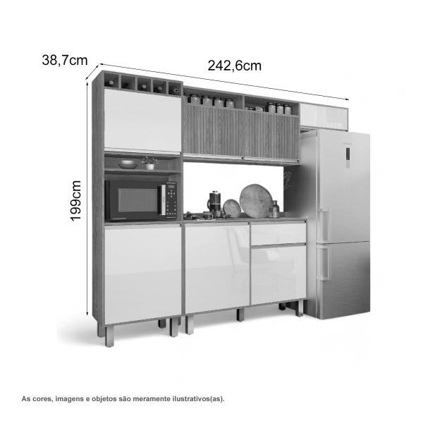 Imagem de Cozinha Smart Torre Armário Geladeira Balcão Freijó e Off White