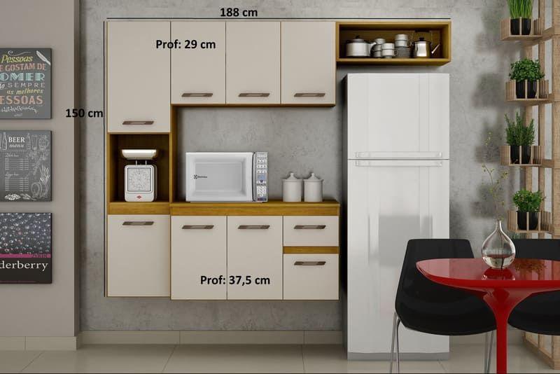 Cozinha Suspensa 8 Portas 1 Gaveta - Brisa-Cinamomo/Off White - CHF Móveis Imagem de Cozinha Suspensa 8 Portas 1 Gaveta - Brisa-Cinamomo/Off White - CHF Móveis