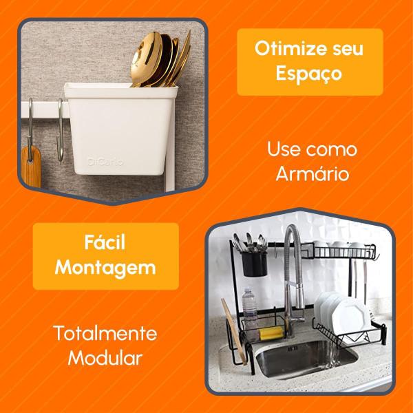 Imagem de Cozinha Suspensa Escorredor de Louça Modular 63cm Regulável Autossustentável Organizador