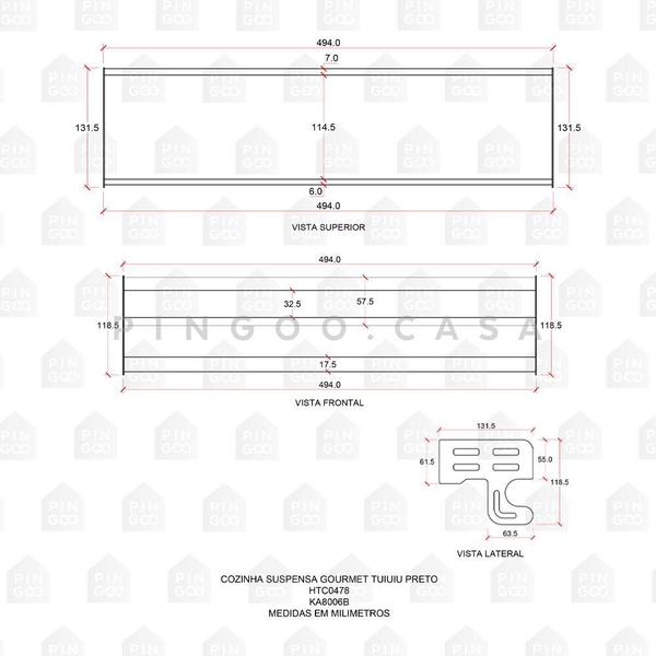 Imagem de Cozinha Suspensa Gourmet Tuiuiú Pingoo.casa - Dourado