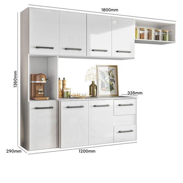 Cozinha Suspensa Juliete 7 Portas Branco - Nicioli Imagem de Cozinha Suspensa Juliete 7 Portas Branco - Nicioli