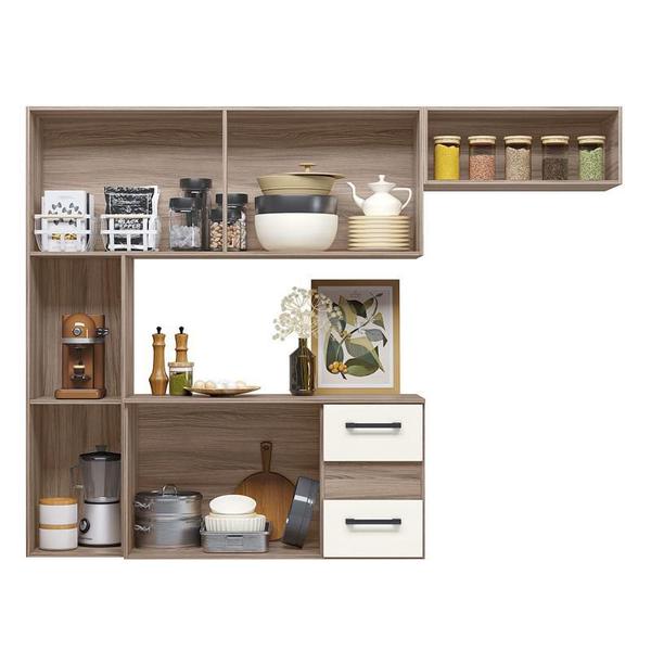 Cozinha Suspensa Juliete Carvalho/Off White- Nicioli Imagem de Cozinha Suspensa Juliete Carvalho/Off White- Nicioli