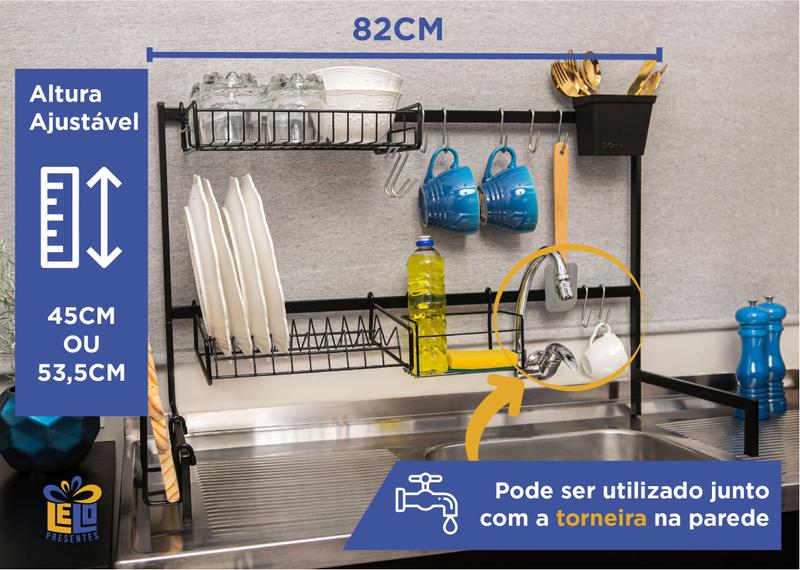 Imagem de Cozinha Suspensa Modular Autosustentável Escorredor 20 Peças Preto