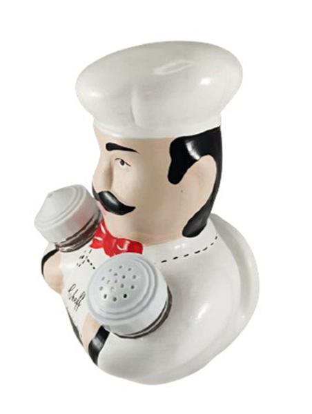 Cozinheiro Cheff de Cerâmica de Mesa com Saleiro Paliteiro - Hp Decor Imagem de Cozinheiro Cheff de Cerâmica de Mesa com Saleiro Paliteiro