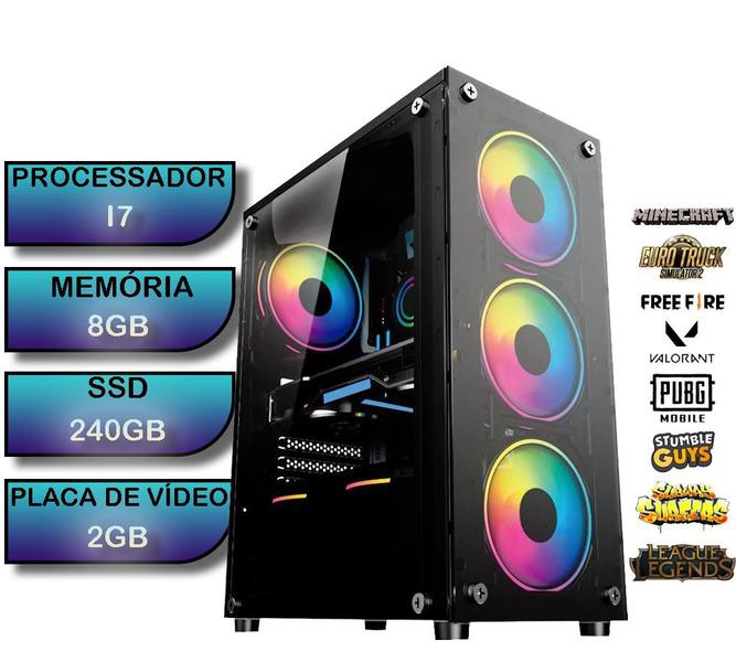 Imagem de Cpu gamer intel i7 8gb ssd 240gb com placa de video