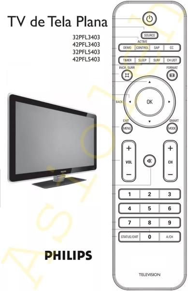 Imagem de Cr 7802 para tv philips 191tv4l 20pf5120 20pf5121 221te4lb 231te4lb 26pfl3404 26pfl5322 32pfl3322