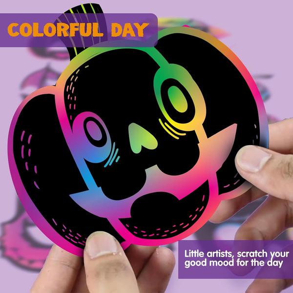 Imagem de Crafts JOYIN Halloween Rainbow Scratch Art 72 unidades para crianças