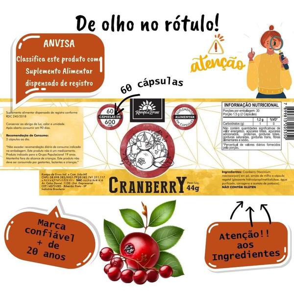 Imagem de Cranberry desidratada 60 Cápsulas de 600 mg cada é bom