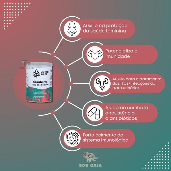 Imagem de Cranberry She She Comfort Vitamina C Natural  Ocean Drop Antioxidante Inflamatórios Antibacteriana Aminoácidos Vitaminas Minerais em 120 capsulas