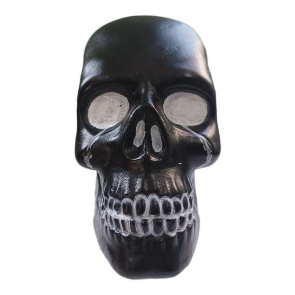 Imagem de Crânio de Plástico Preto Decoração Halloween - 28 cm