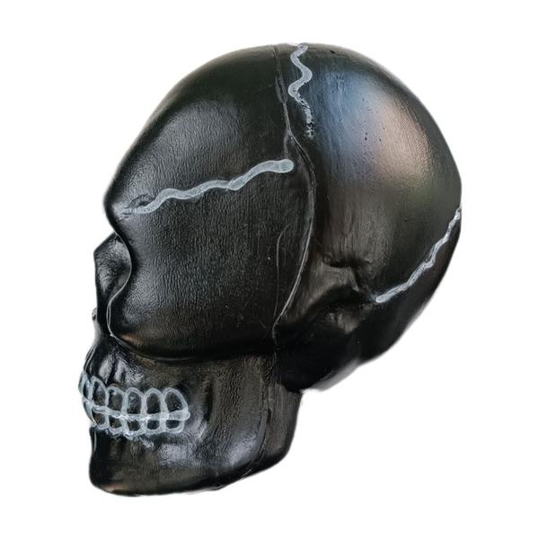 Imagem de Crânio de Plástico Preto Decoração Halloween - 28 cm