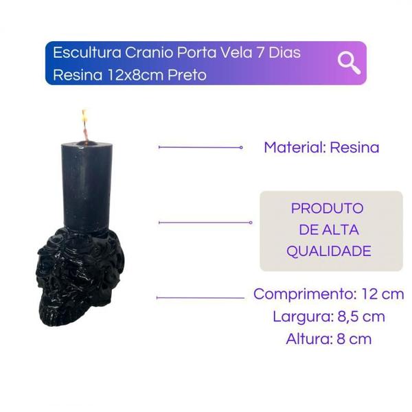 Crânio Porta Vela 7 Dias 12X8Cm Em Resina - Selecione A Cor - Meta Atacado Imagem de Crânio Porta Vela 7 Dias 12X8Cm Em Resina - Selecione A Cor