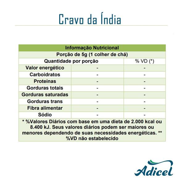 Cravo da Índia Em Flor - 150g - Adicel Ingredientes Imagem de Cravo da Índia Em Flor - 150g
