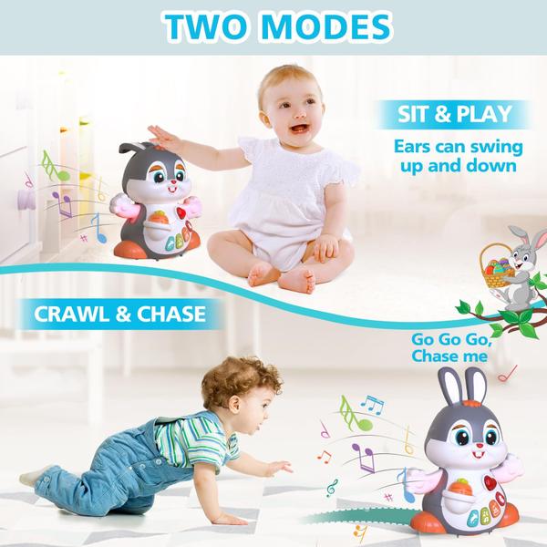 Imagem de Crawling Toy Yerloa Musical Bunny para bebês de 6 a 12 meses