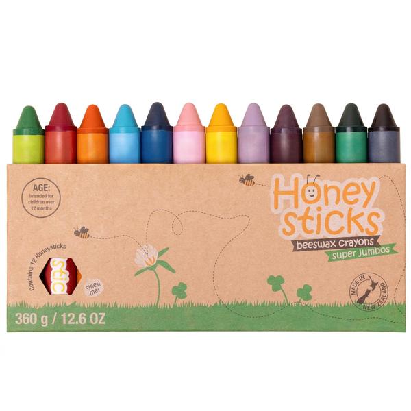 Imagem de Crayons Honeysticks Super Jumbo, cera de abelha 100% pura, pacote com 12