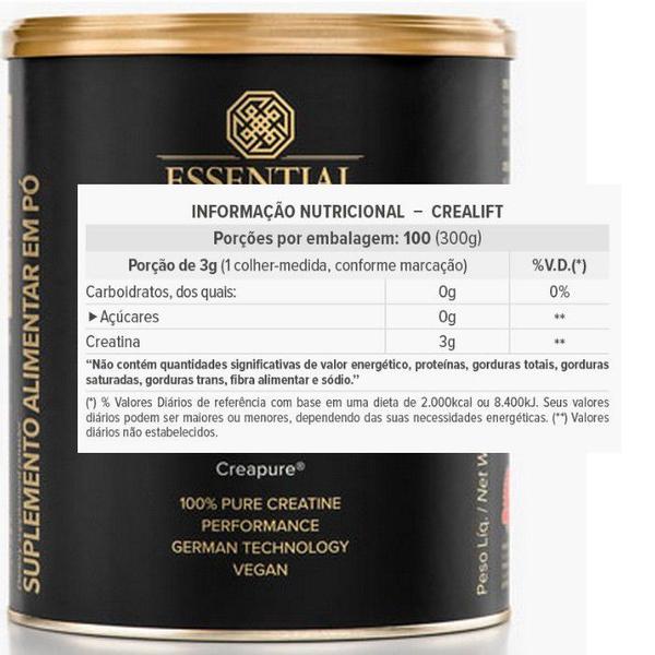 Crealift Creatina Creapure (300g) - Essential Nutrition Imagem de Crealift Creatina Creapure (300g) - Essential Nutrition