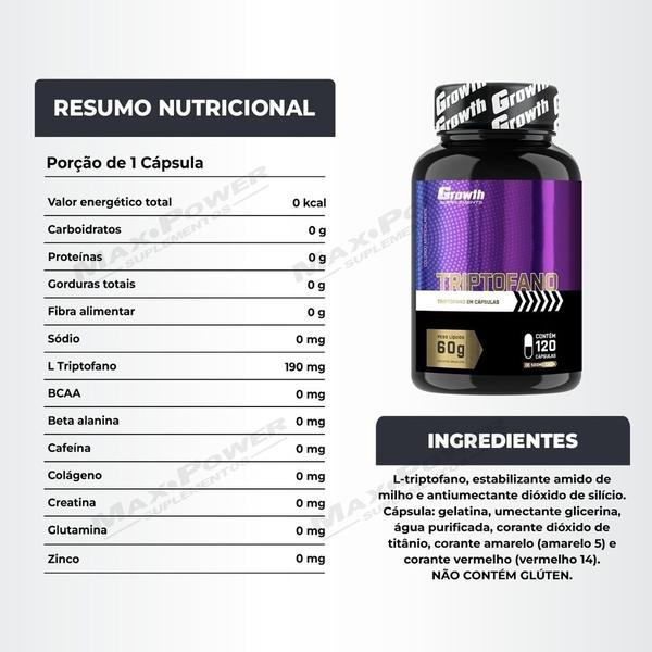 Imagem de Creatina 250g Monohidratada + Triptofano 120 Caps Growth