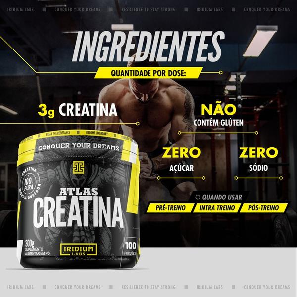 Imagem de  Creatina Atlas 300g Suplemento Sem Sabor Iriduim Labs