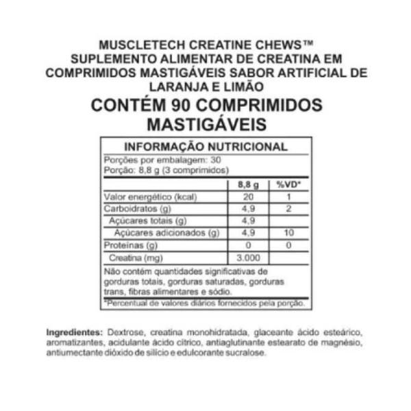 Imagem de Creatina Chews Creapure Muscletech 90 Tablets 700G