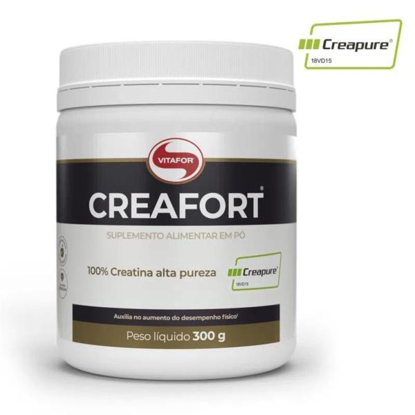 Imagem de Creatina Creafort 100% Creapure Vitafor Monohidratada 100 Doses Suplemento 300g Pré Treino Pura Zero Açúcar Zero Glúten