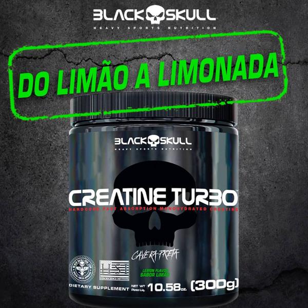 Imagem de Creatina em Pó Monohidratada TURBO Black Skull 300g - Creatine Mono-hidratada - Atletas / Musculação