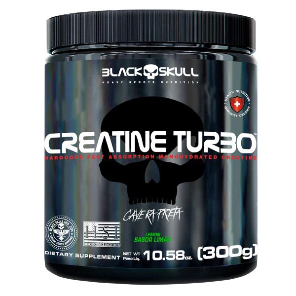 Imagem de Creatina em Pó Monohidratada Turbo Black Skull 300g - Creatine Mono-hidratada