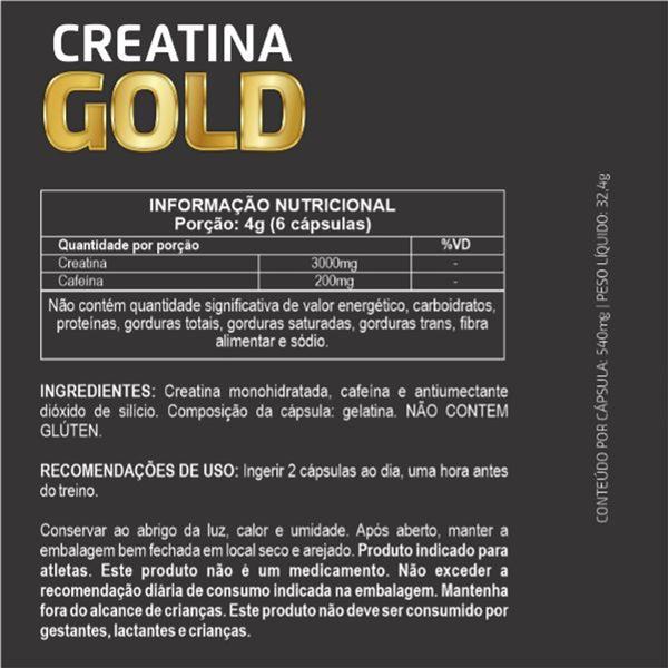 Imagem de Creatina Gold em cápsulas com Cafeína 60 cápsulas