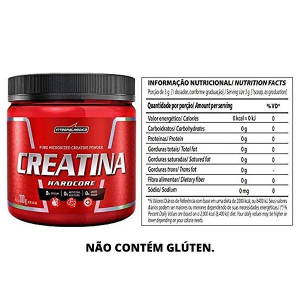 Imagem de Creatina hardcore monohidratada 300g - integralmedica +creatina 100% pura under labz 300g + coqueteleira cor sortida