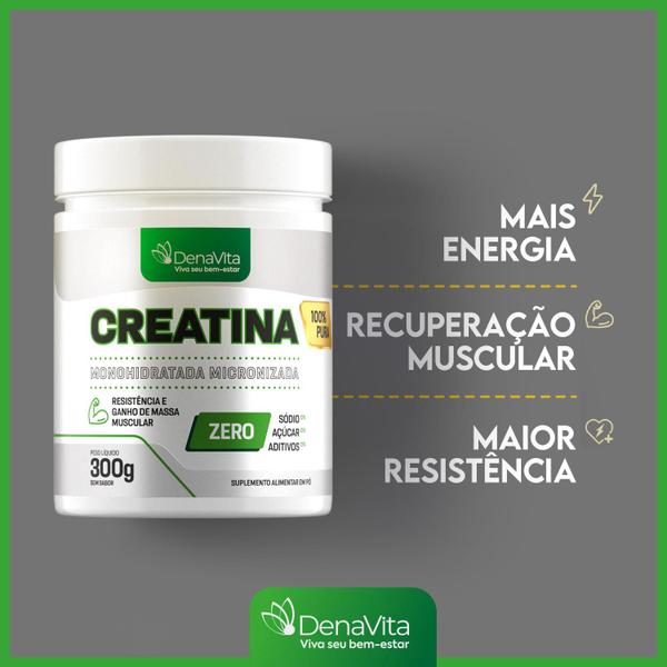 Imagem de Creatina Micronizada 100% Pura Monohidratada 300g - Denavita