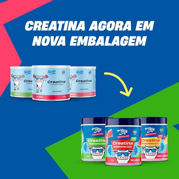 Imagem de Creatina Monohidratada (210g) +MU  Sabor Melancia