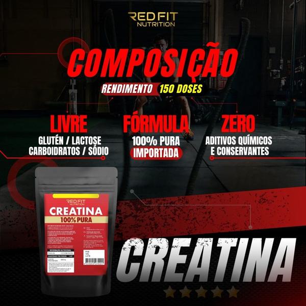 Imagem de Creatina Monohidratada 450g - 100% Pura Importada - Red Fit Nutrition