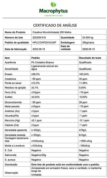 Imagem de Creatina Monohidratada 99,5% Pureza 200 Mesh 25kg (Com Laudo)