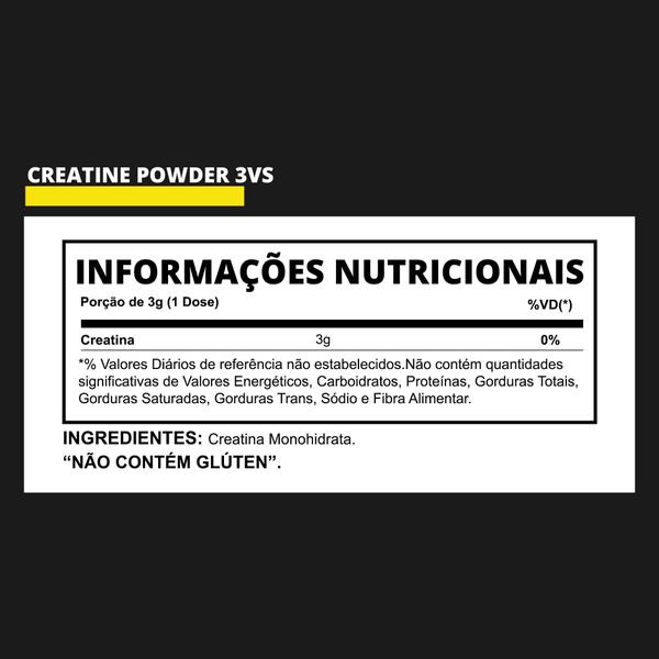 Creatina Monohidratada Creatine Powder 300G 3Vs Nutrition Imagem de Creatina Monohidratada Creatine Powder 300G 3Vs Nutrition