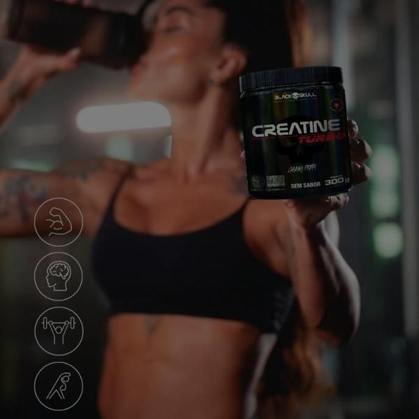 Imagem de Creatina Monohidratada Creatine Turbo Black Skull 300g - Energia - Força - Ganho de Massa Muscular