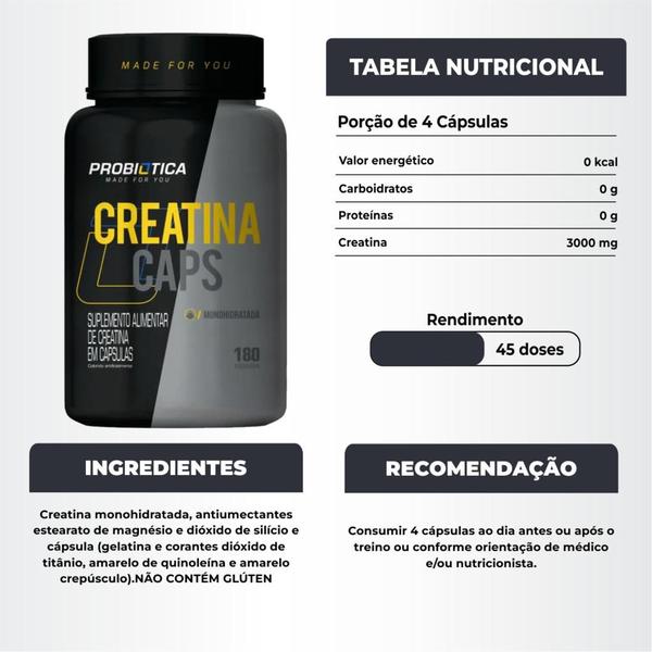 Imagem de Creatina Pura 100g + Creatina Pura 180 Caps Probiótica