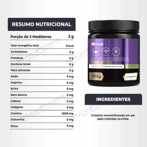 Imagem de Creatina Pura 250g Creapure + Cromo 120 Caps Growth