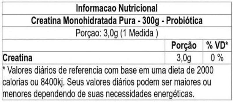 Imagem de Creatina Pura Probiótica Monohidratada 300g