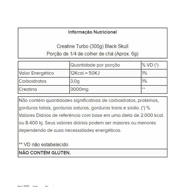 Creatina Turbo 300g - Black Skull Imagem de Creatina Turbo 300g - Black Skull