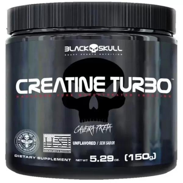 Imagem de Creatina Turbo Black Skull Pote 150g Com Sabor Caveira Preta