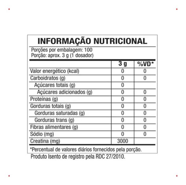 Imagem de Creatine - Creatina Monohidratada Caveira Preta - 300g Sem Sabor