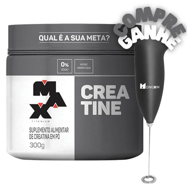 Imagem de Creatine Pote 300 Gr Max Titanium + Mini Mixer Misturador