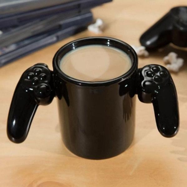 Imagem de Creative Gamepad Cup Personalizado Forma Café Milk Boy Jogo sobre Caneca Gamepad Controlador Café Caneca Presente de aniversário Canecas (preto)