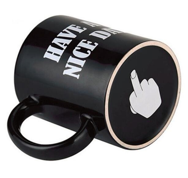 Imagem de Creative Have A Nice Day Coffee Mug Middle Finger Funny Cup For Coffee Milk Tea Cups Novelty Giftscoffee Mugs Middle Fingercoffee Muga Mug (preto)