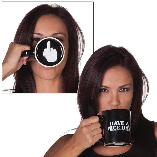 Imagem de Creative Have A Nice Day Coffee Mug Middle Finger Funny Cup For Coffee Milk Tea Cups Novelty Giftscoffee Mugs Middle Fingercoffee Muga Mug (preto)