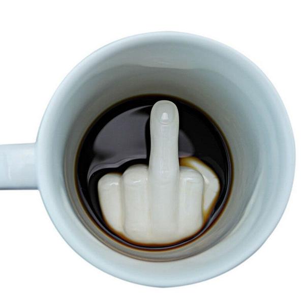 Imagem de Creative White Middle Finger Style Novidade Misturando Xícara de Leite de Café Engraçado Caneca de Cerâmica Suficiente Capacidade Copo de água Tigelas