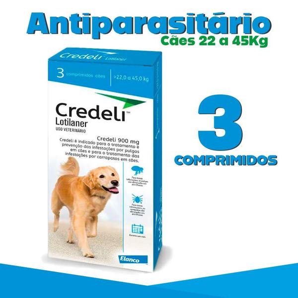 Imagem de Credeli 900mg (Caes de 22 a 45Kg) Antipulgas e Carrapatos Elanco 3 comprimido