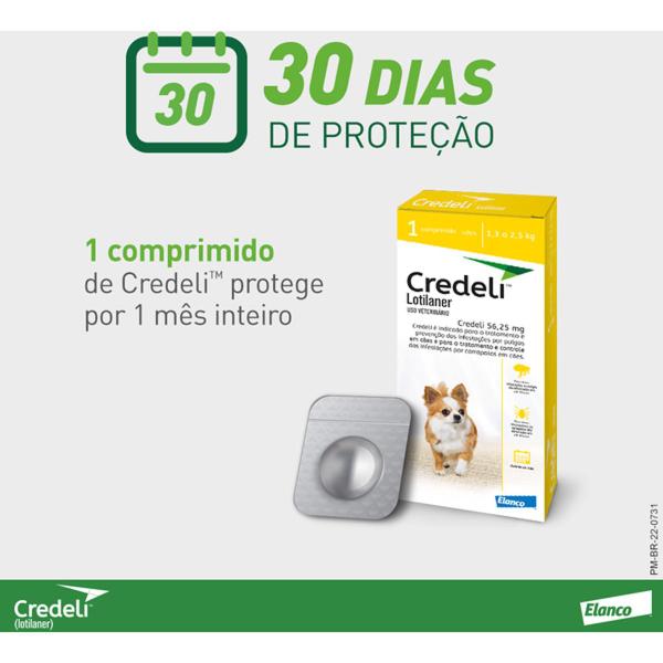 Imagem de Credeli Elanco 56,25 mg para Cães de 1,3 a 2,5 Kg - 1 Comprimido