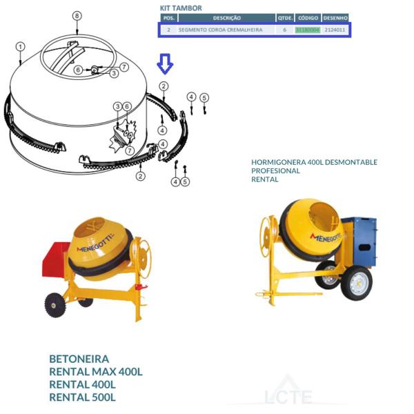 Imagem de Cremalheira Segmentada Betoneira Rental/Prof 400L 31180004